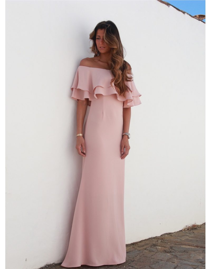 Hazel Dress Santorini Long Pink Pastel Pink Old Frills